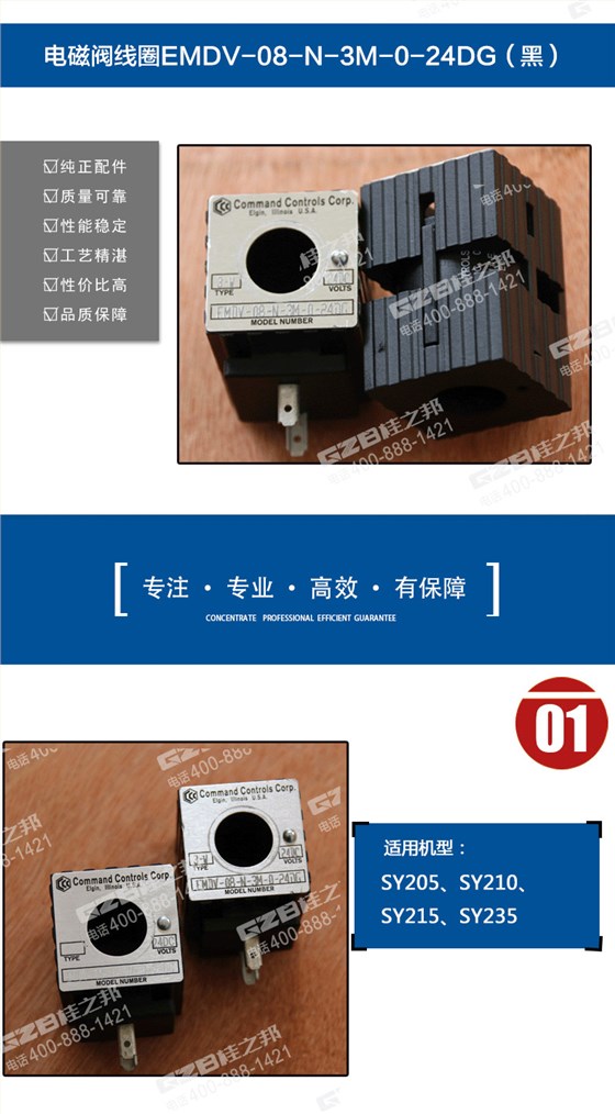 三一215挖機(jī)電磁閥線圈