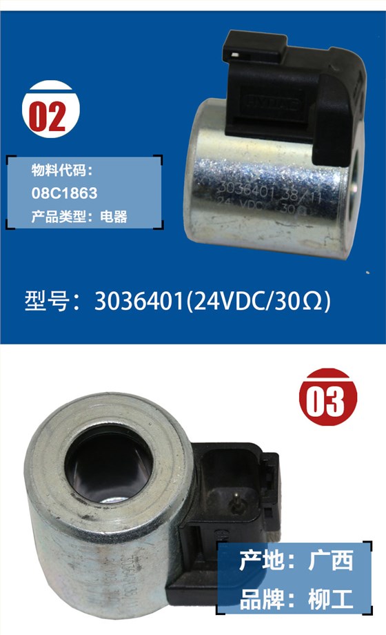 柳工挖掘機(jī)電磁閥線圈